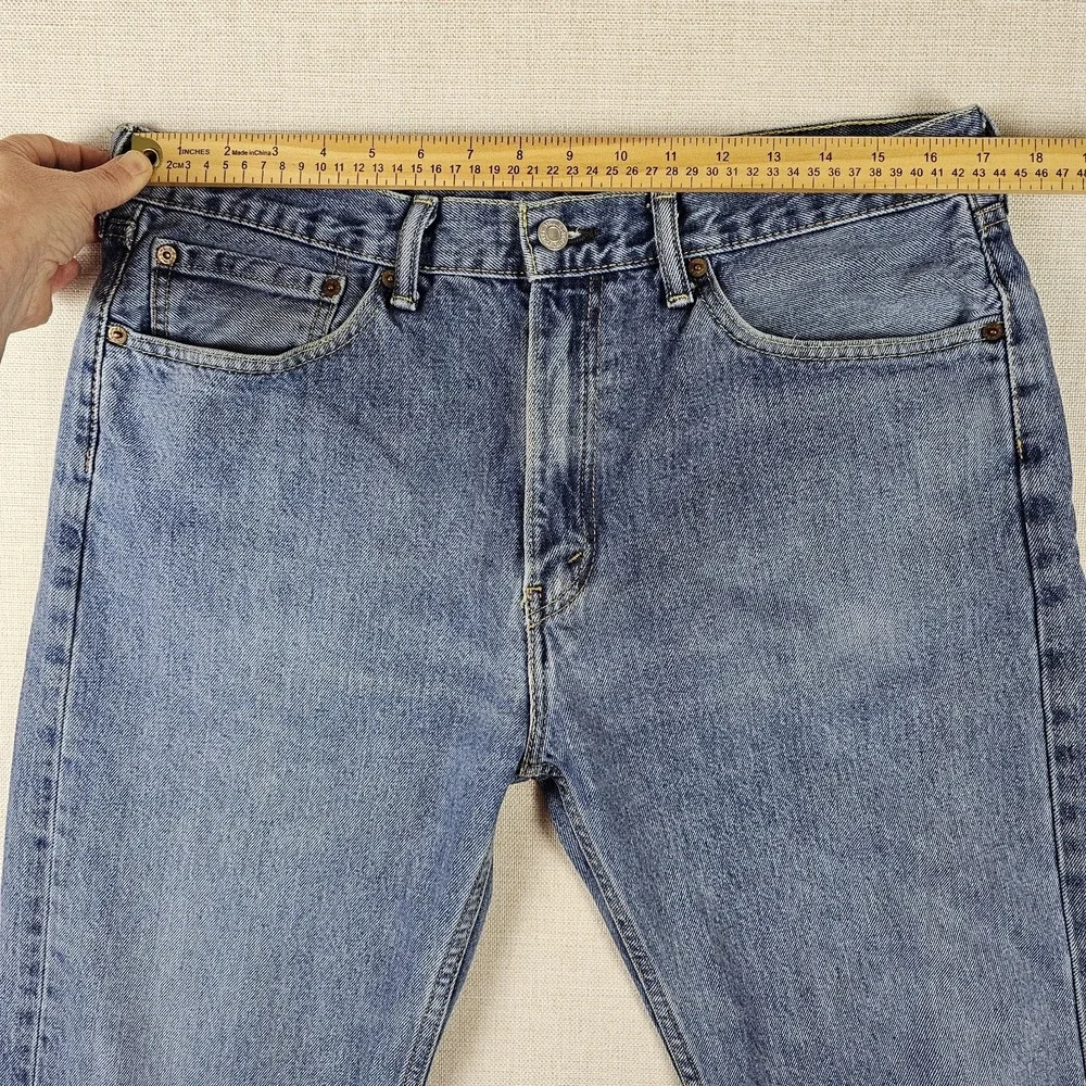 Levis 505 Jeans Mens 36X32 (34×30) Straight Leg Blue Grunge Broke-In